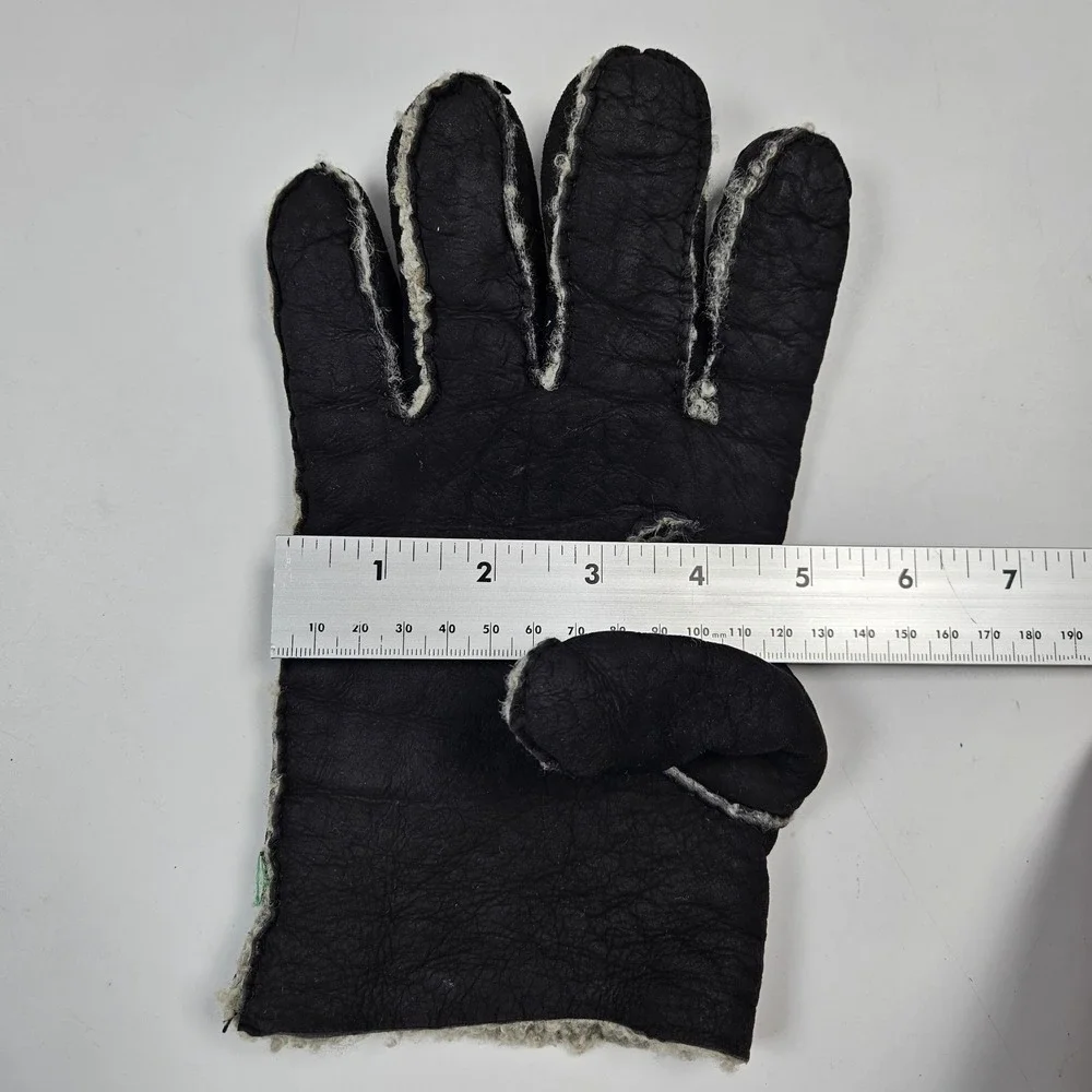 J. Crew Oarsman Gloves‎ Mens Large Black Lambskin Leather Wool Lined Winter Warm